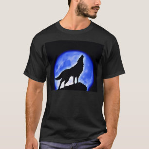 Camiseta Wolf Howling na Lua
