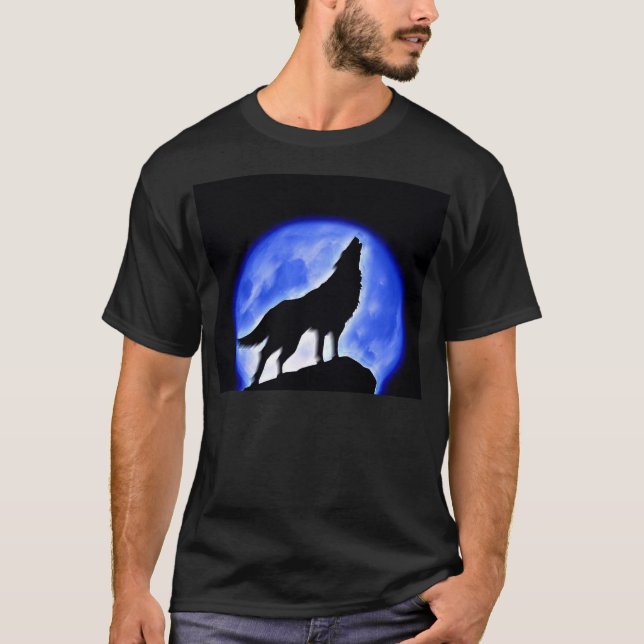 Camiseta Wolf Howling na Lua (Frente)