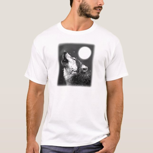 Camiseta Wolf Howling na Lua (Frente)