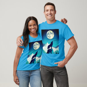 Camiseta Wolf Howling na lua cheia