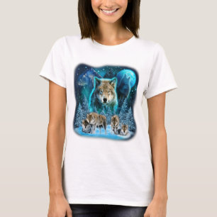 Camiseta Wolf Howling Na Lua Lobos Animais Selvagens Wolfp