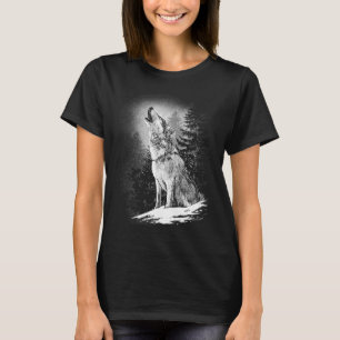 Camiseta Wolf Howling Na Lua Lone Alpha Nativo Americano