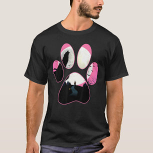Camiseta Wolf Howling Na Lua Pink Dog Paw Halloween