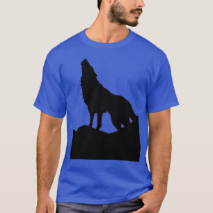 Camiseta Wolf Howling na Lua Pop Art Deep Royal Blue