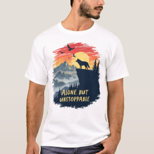 Camiseta Wolf Howling Na Lua Sozinha, Mas Implacável