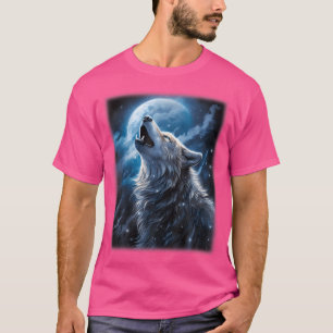 Camiseta Wolf Howling Na Vida Selvagem Da Arte Fantástica D
