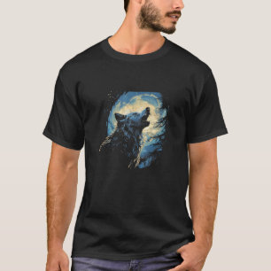 Camiseta Wolf Howling No Parque Nacional Da Moon Mens Wildl