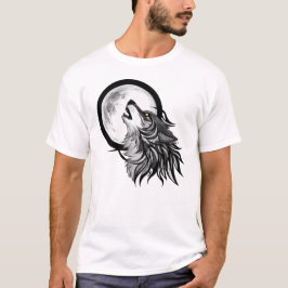 Camiseta Wolf Howling Sob Lua Completa - Arte Tribal
