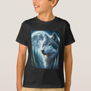 Camiseta Wolf Icy Moon Galaxy Caçando Cinzas Terrestres Wol
