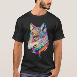 Camiseta Wolf Incrível Mistura De Cores Animal Face Wolf