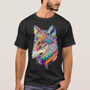 Camiseta Wolf Incrível Mistura De Cores Animal Face Wolf