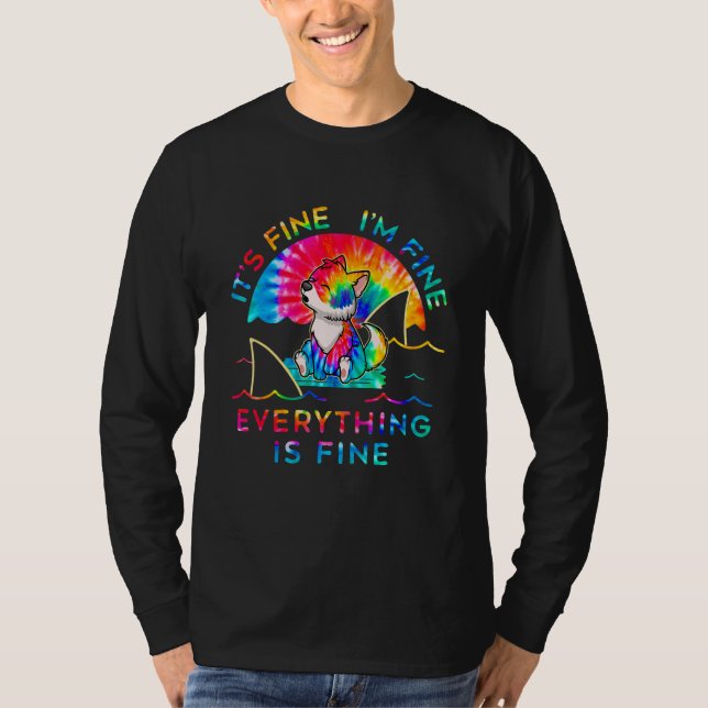 Camiseta Wolf It's Fine I'm Fine Everything Is Fine Tie Dye (Frente)