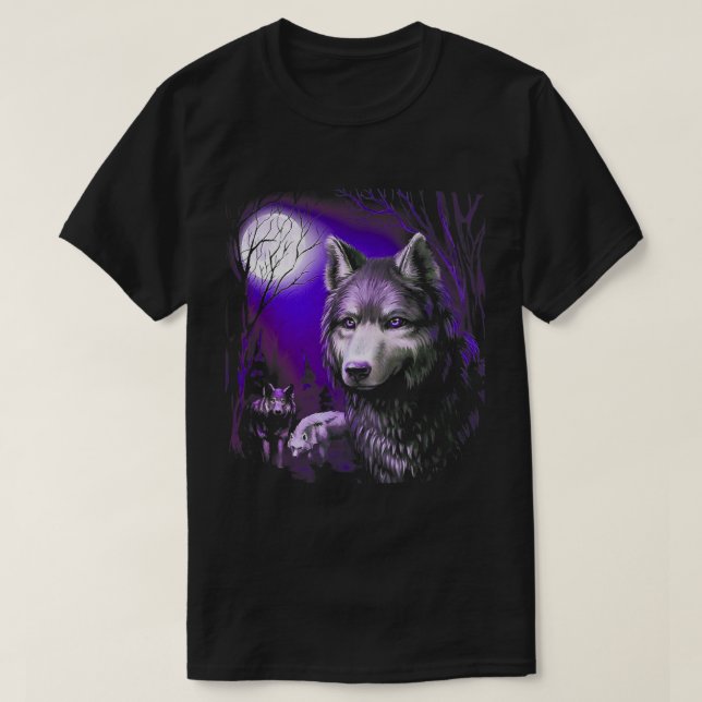 Camiseta Wolf Legal Wolves Forest Tree Moon (Frente do Design)