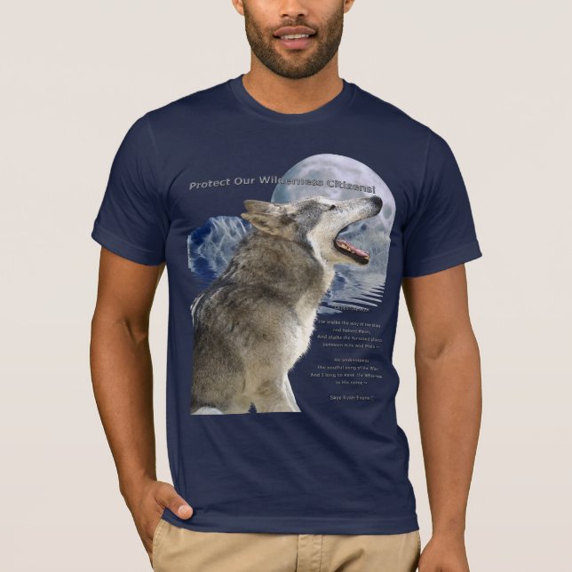 Camiseta WOLF, Lua, Montanhas e Poem T-Shirt (Frente)