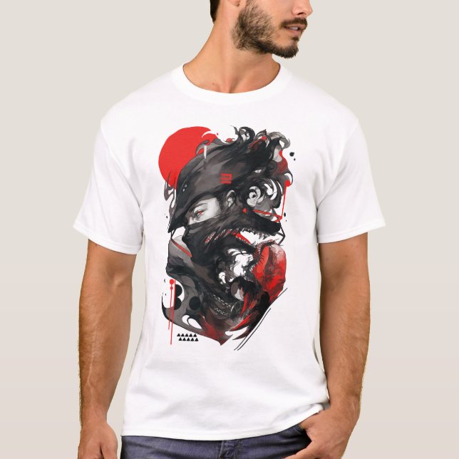Camiseta Wolf Man Goth Style Vaporwave Urban  (Frente)