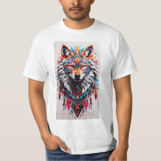 Camiseta Wolf Mandala T-Shirt Tribal - Vibrante e Único