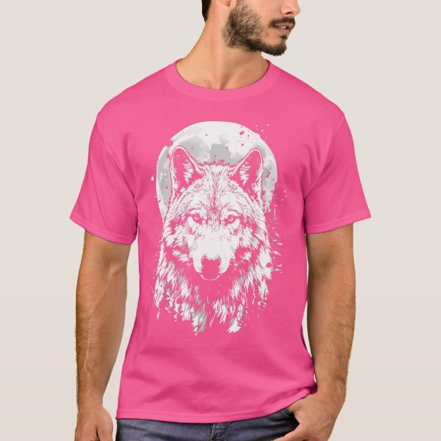Camiseta Wolf Moon Cinza Howling Distante (Frente)
