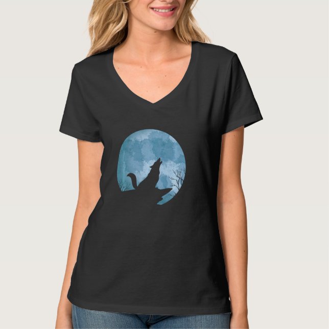 Camiseta Wolf Moon Howling Forest Animal Predator Wolf (Frente)