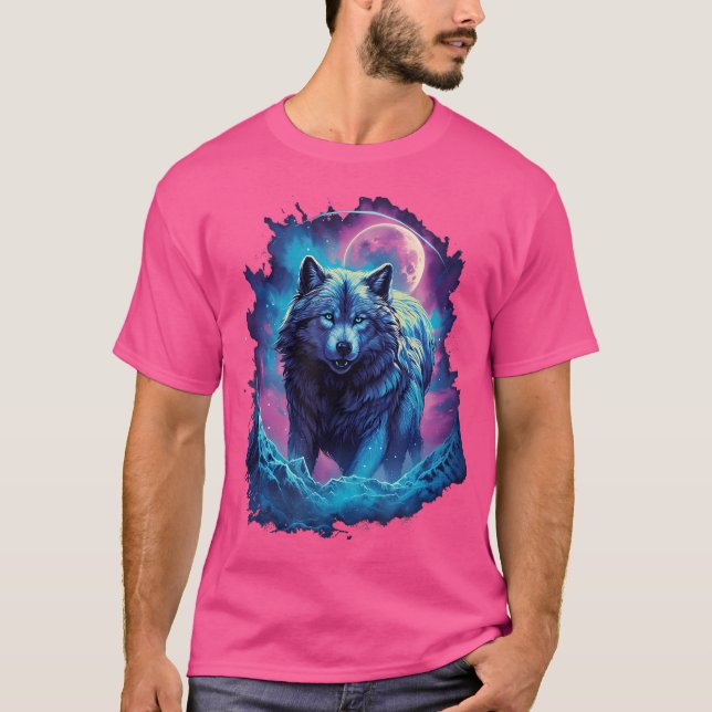 Camiseta Wolf Moon Howling Lone Engraçado Wolves Pack De Lo (Frente)