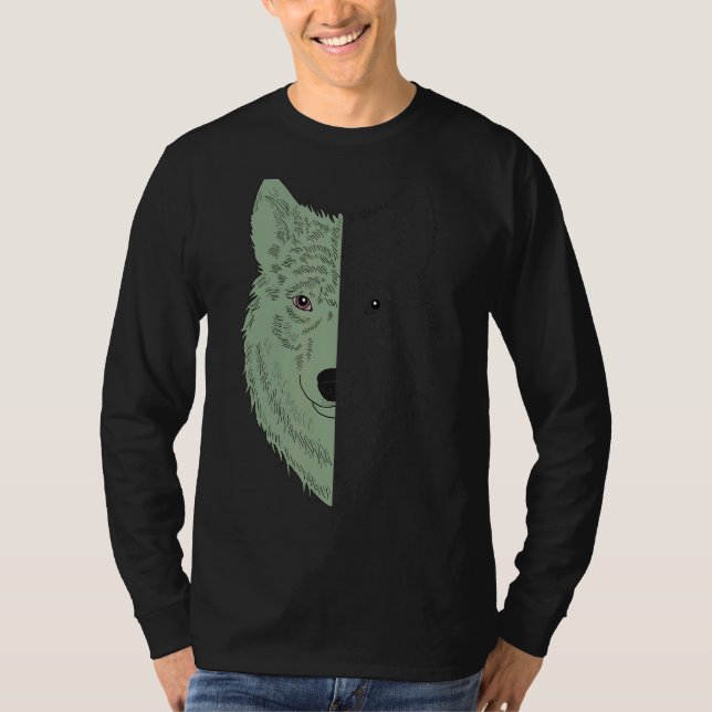 Camiseta Wolf Motif Predator Face Wolfs (Frente)