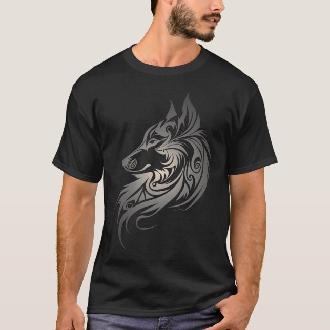 Camiseta Wolf Norse Mythology Vivendo Espírito Nativo Ameri (Frente)