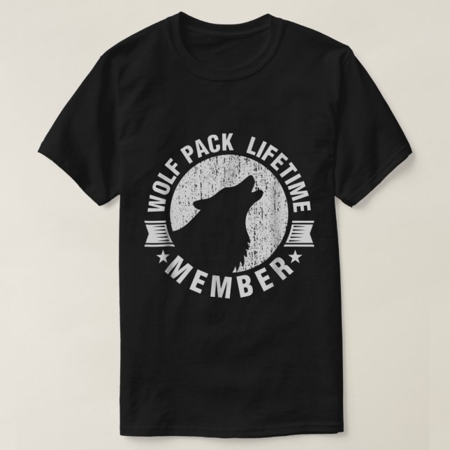 Camiseta Wolf Pack Lifetime Member Vintage Wolf Silhouette  (Frente do Design)