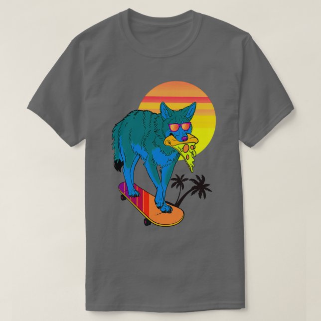 Camiseta Wolf Pizza E Skateboard (Frente do Design)