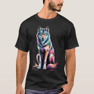Camiseta Wolf Poster Style Paint Splatter Colorida