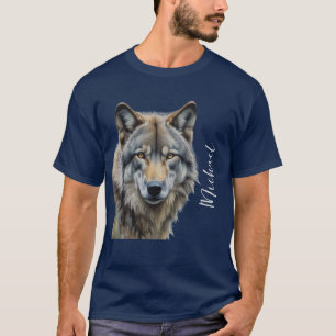Camiseta Wolf Retraia Seu Nome Manuscrito Personalizado