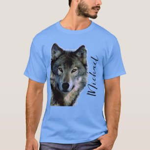 Camiseta Wolf Retraia Seu Nome Manuscrito Personalizado