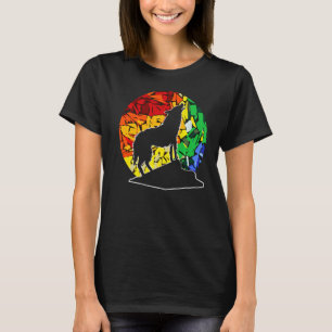 Camiseta Wolf Retro Sunset Wolf Rainbow Color