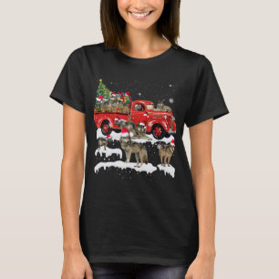 Camiseta Wolf Riding Red Truck Felry Natal X mas Ugly G