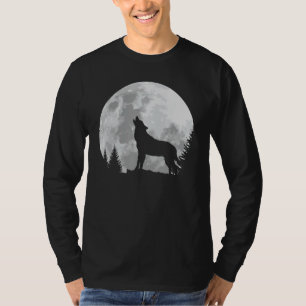 Camiseta Wolf Shirt Full Moon Forest Howling Nature Hunting