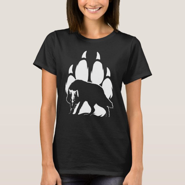 Camiseta Wolf Silhouette e o T-Shirt Pegado (Frente)