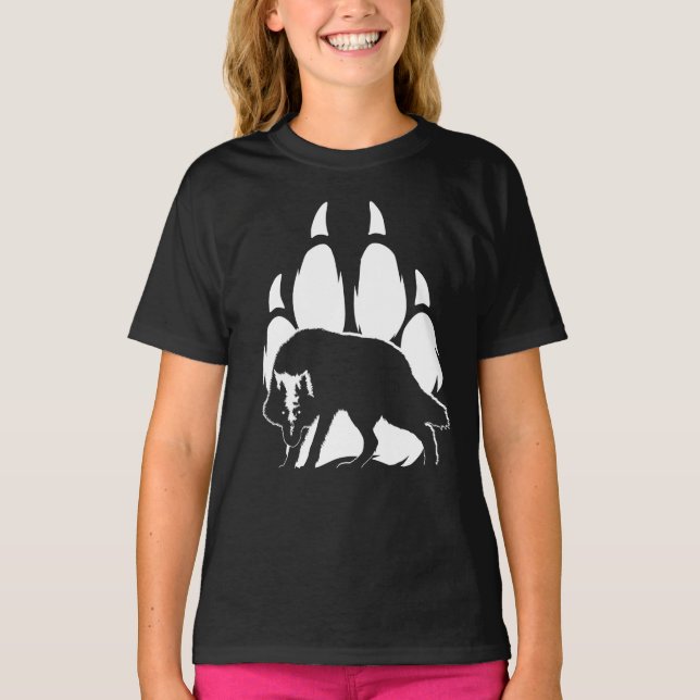 Camiseta Wolf Silhouette e o T-Shirt Pegado (Frente)
