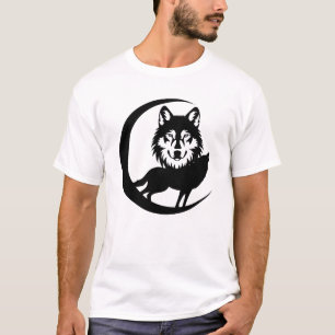 Camiseta Wolf Silhouette misterioso na Natureza com Night P