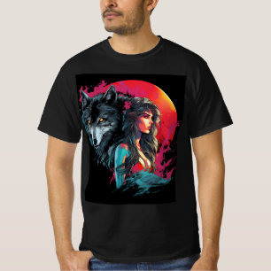 Camiseta Wolf Sister T-Shirt - Mulher Mística e Animal Espi