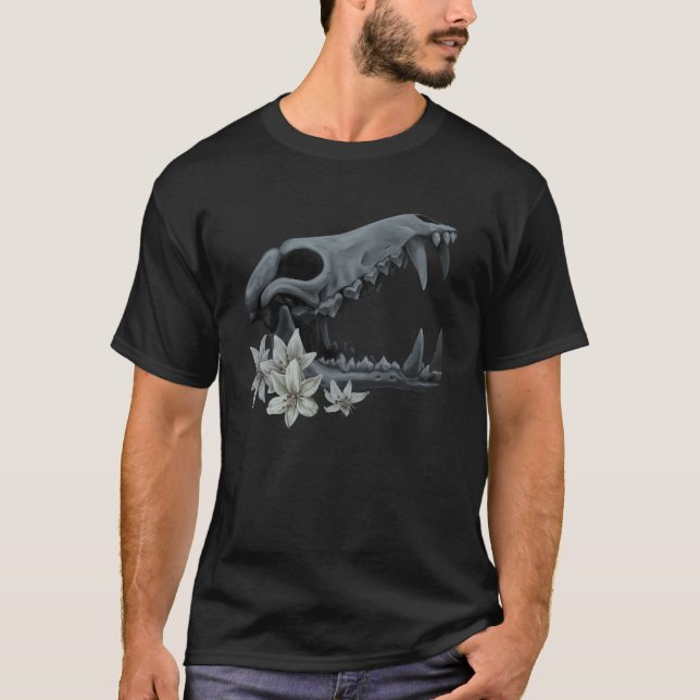 Camiseta Wolf Skull Black Painting Graphic Life and De (Frente)