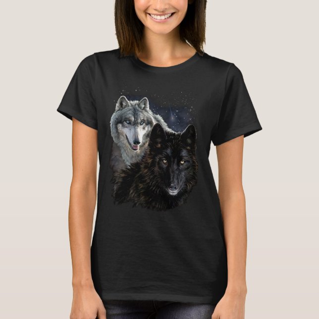 Camiseta Wolf Star Wolves Wild Moon Stars Loyal Gray Wolf (Frente)