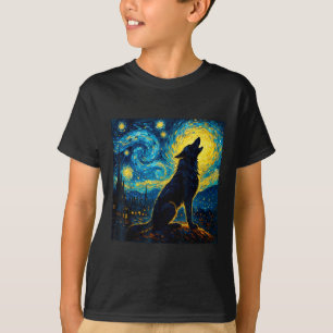 Camiseta Wolf Starry Night Howling Moon Engraçado Presente