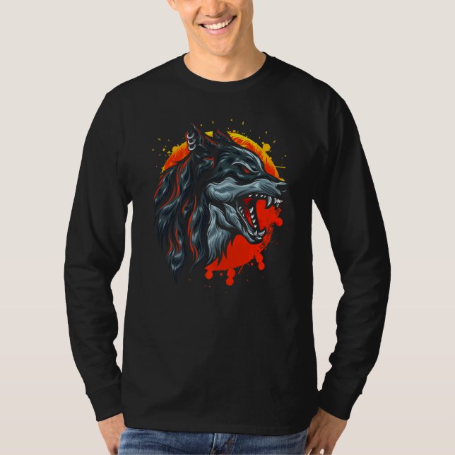 Camiseta Wolf Sunset Para Lobos Fãs (Frente)