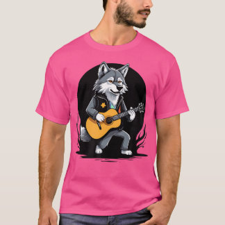 Camiseta Wolf Tocando Violão Acústico Guitarrista