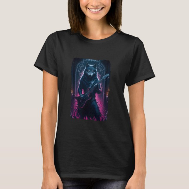 Camiseta Wolf Tocando Violão Lover Rock Star Rock E Roll (Frente)