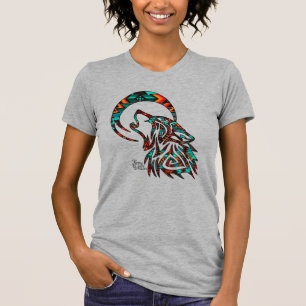 Camiseta Wolf Tribal Howling Na Camisa-Da-Lua