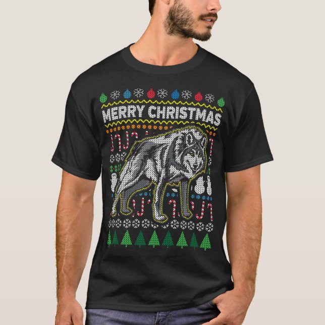 Camiseta Wolf Ugly Christmas Sweater (Frente)