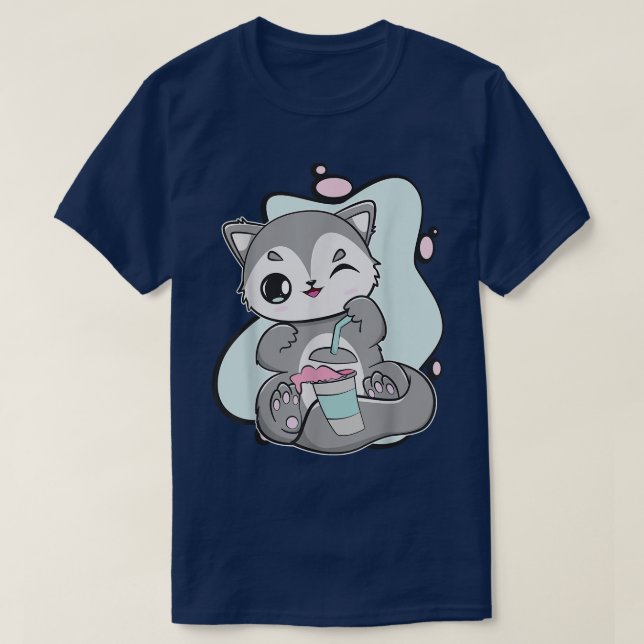 Camiseta Wolf With Tora Milk Bubble Tea And Boba  (Frente do Design)