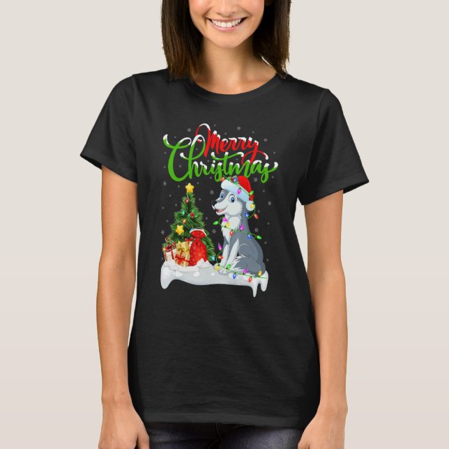 Camiseta Wolf   Xmas Decorations Santa Wolf Christmas (Frente)