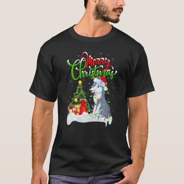 Camiseta Wolf  Xmas Decorations Santa Wolf Christmas (Frente)