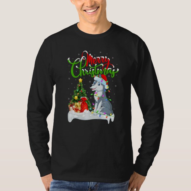 Camiseta Wolf  Xmas Decorations Santa Wolf Christmas (Frente)