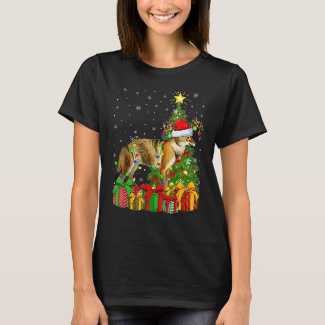 Camiseta Wolf   Xmas Holiday Santa Wolf Christmas Tree (Frente)